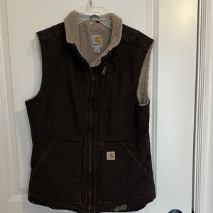 Carhartt Dark Brown Vest with Sherpa Lining